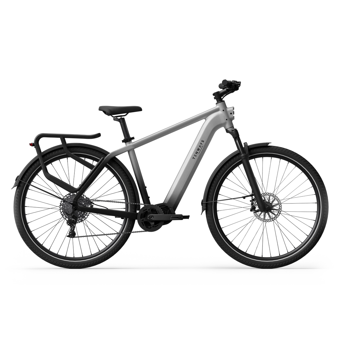 Vélo électrique Tenways AGO X gris silver, vue de profil