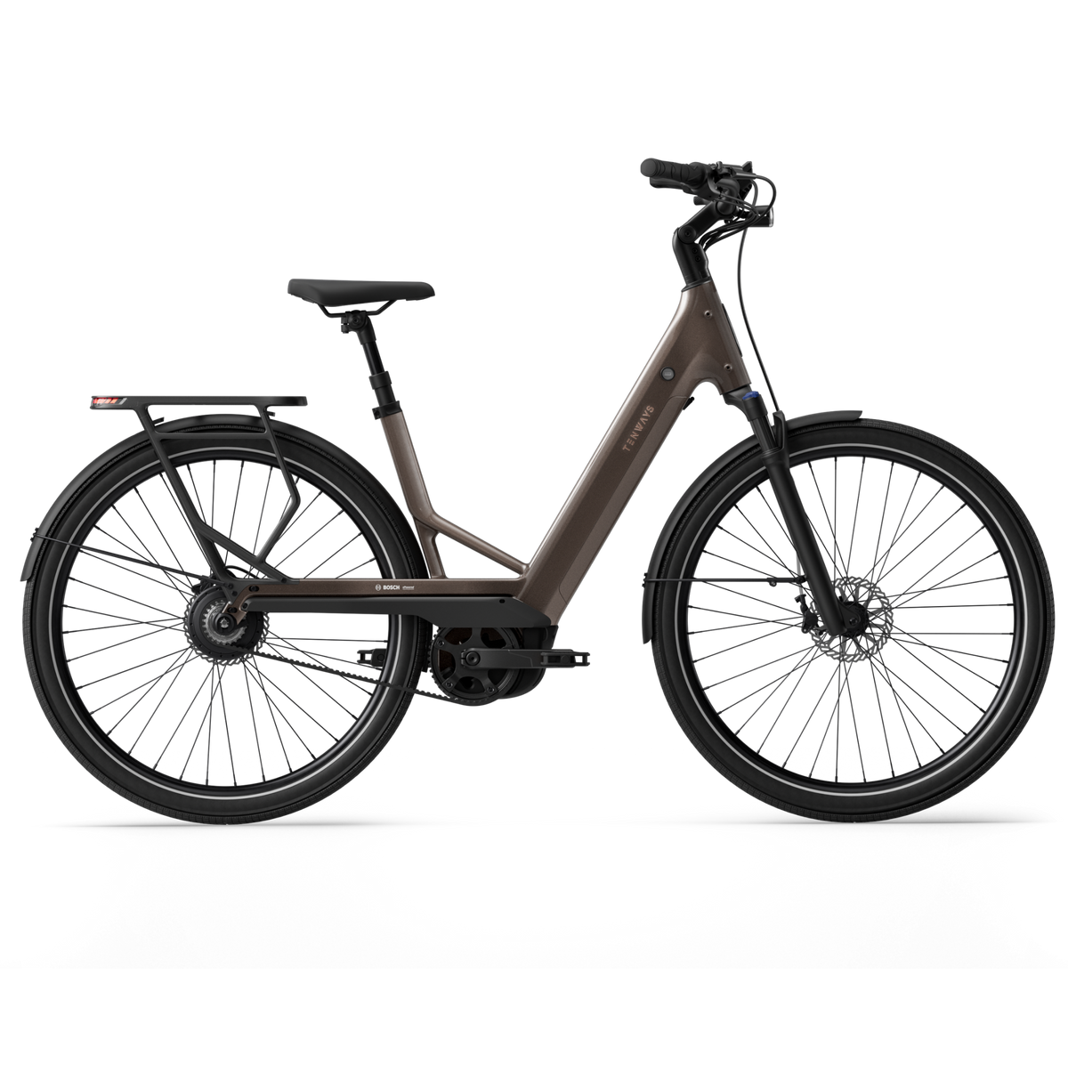 Vélo électrique Tenways AGO Performance marron, vue de profil