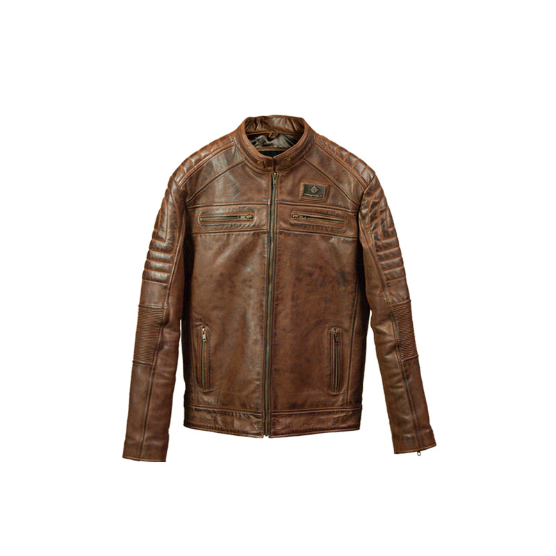 Blouson cuir Rayvolt marron